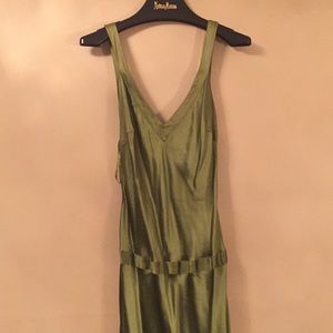 Cache Satin Green Clean Dress Size 10